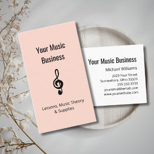 Music Lessons QR code Treble Clef Rose Gold  Business Card