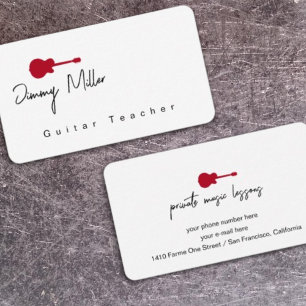 Music Lessons Red Guitar Business Card