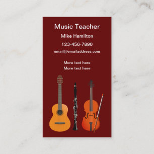 Music Lessons Teacher Business Cards