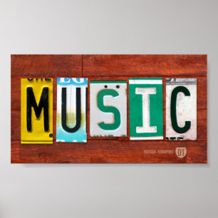 Music License Plate Art Poster Print
