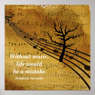 Music - Life without Music Friedrich Nietzsche Poster