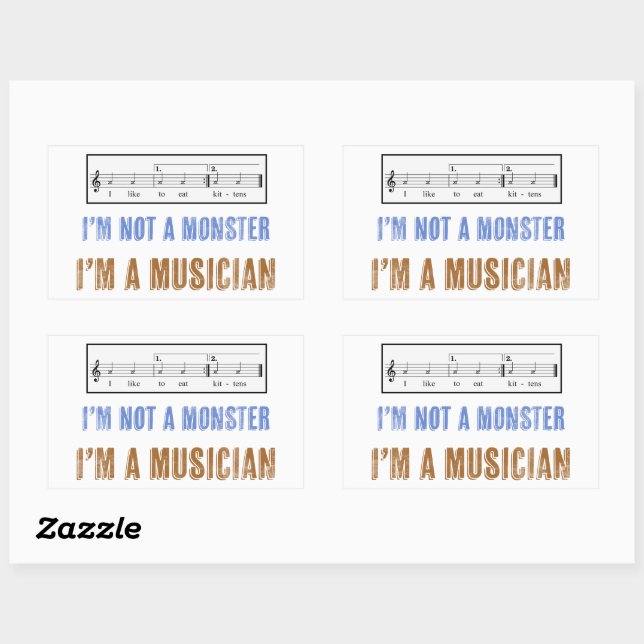 Music Literacy Matters I Like to Eat Kittens Rectangular Sticker (Sheet)