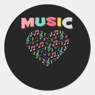 Music Love Colourful Treble Clef Musical Note Hear Classic Round Sticker