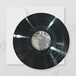 Music=Love Round Vinyl Record Wedding Invitation