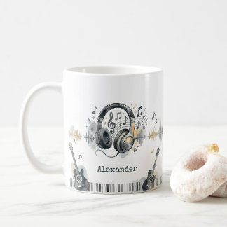 Music Lover Artist Watercolor Personalized Name Coffee Mug