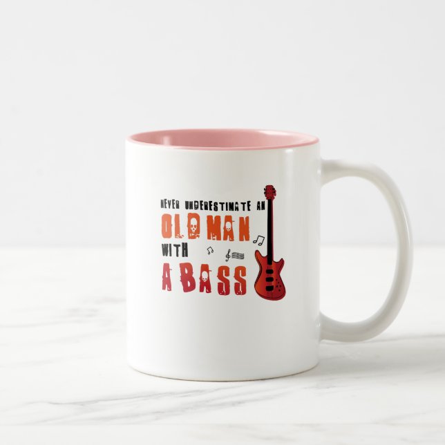 Music Lover Bass Guitar Gifts Old Man With A Bass Two-Tone Coffee Mug (Right)