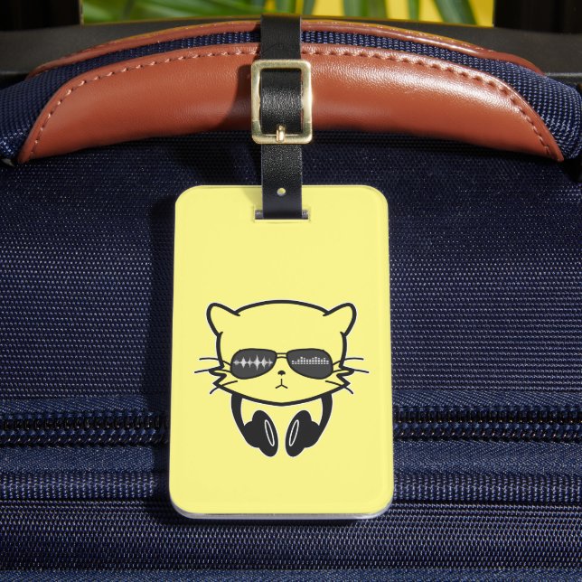 Music Lover Cat Luggage Tag (Front Insitu 2)