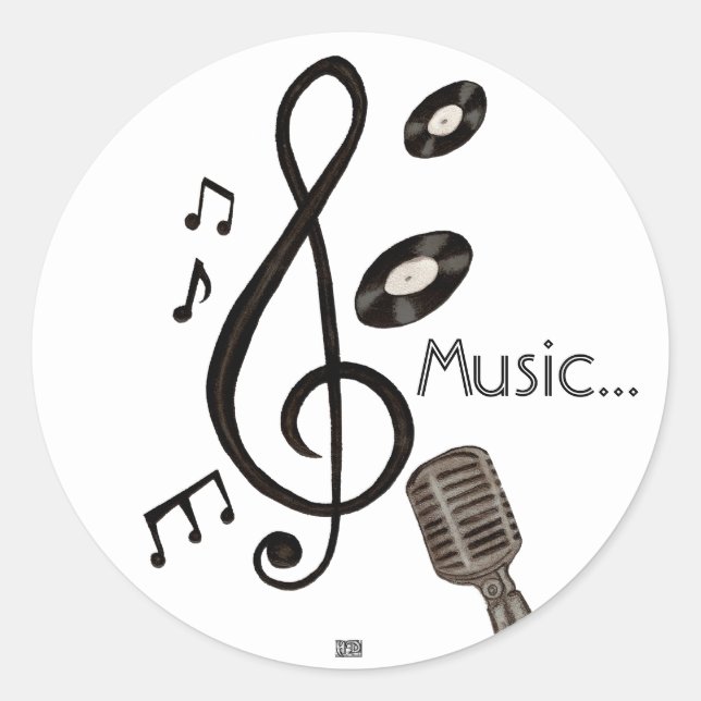 Music Lover Classic Round Sticker (Front)