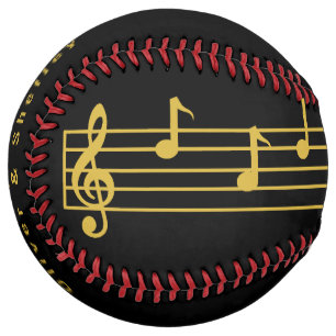 MUSIC LOVER DAD GIFT MUSIC NOTES D.A.D BLACK GOLD SOFTBALL