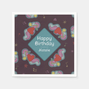 Music Lover Doodles Theme Birthday Party Teal Napkin
