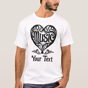 Music Lover Elegant Scrolled Heart Personalised T-Shirt