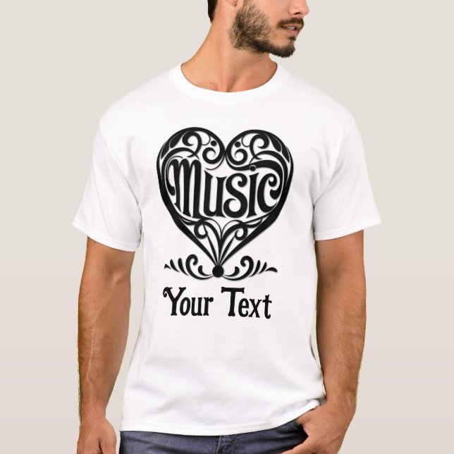 Music Lover Elegant Scrolled Heart Personalised T-Shirt (Front)
