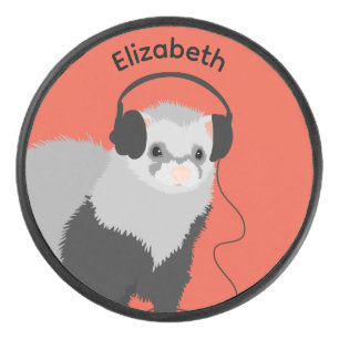 Music Lover Ferret Name Hockey Puck