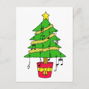 Music Lover Happy Christmas Tree Holiday Postcard