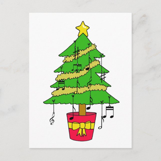 Music Lover Happy Christmas Tree Holiday Postcard (Front)
