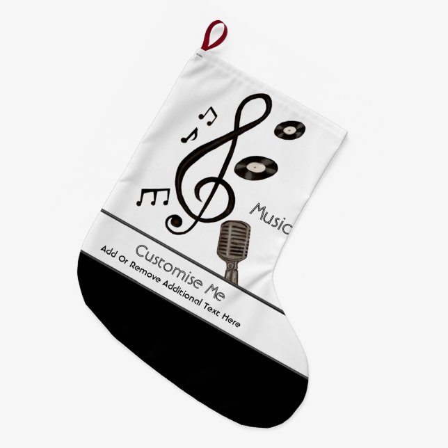 Music Lover Large Christmas Stocking (Front (Hanging))
