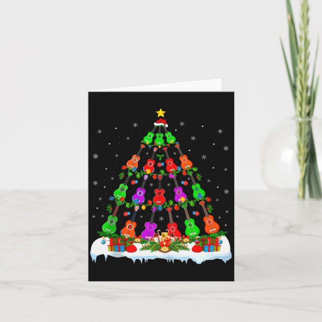 Music Lover Musical Ukulele Guitar Christmas Tree  Card (Front)