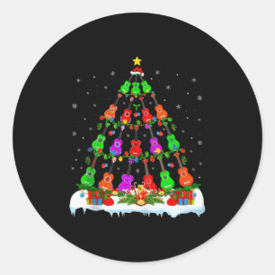 Music Lover Musical Ukulele Guitar Christmas Tree  Classic Round Sticker