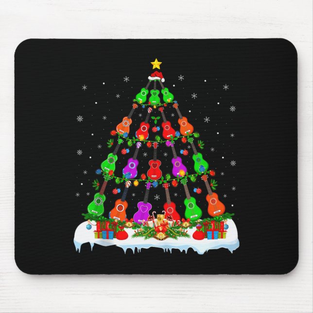 Music Lover Musical Ukulele Guitar Christmas Tree  Mouse Mat (Front)