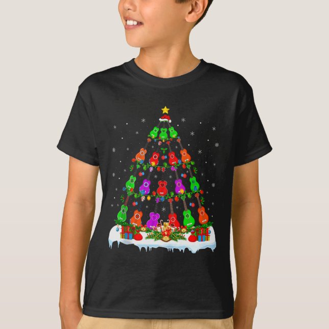 Music Lover Musical Ukulele Guitar Christmas Tree  T-Shirt (Front)