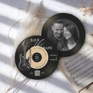 Music Lover Wedding Save the Date Vintage Ecru QR