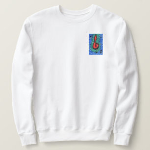 Music lovers blue and red musical notes white  sweatshirt