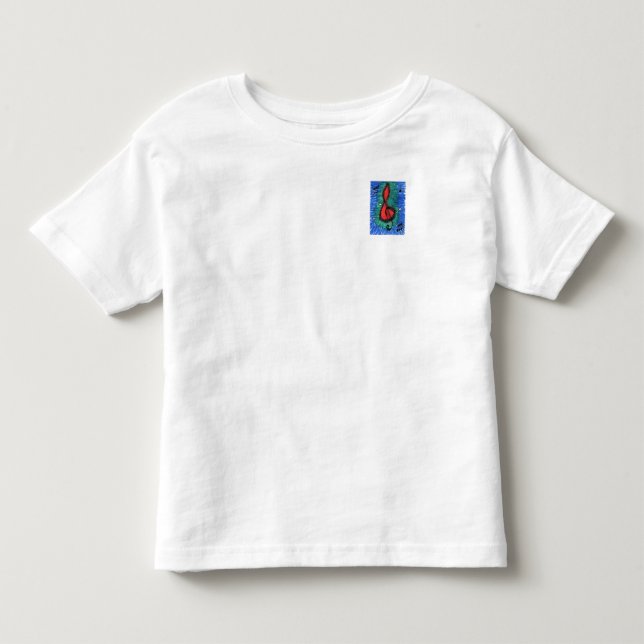 Music lovers blue and red musical notes white tee (Front)
