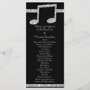 Music Lovers Diamond Shimmer On Black Wedding Programme