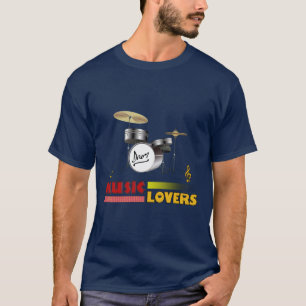 Music Lovers Drums Word Art Design T-Shirt