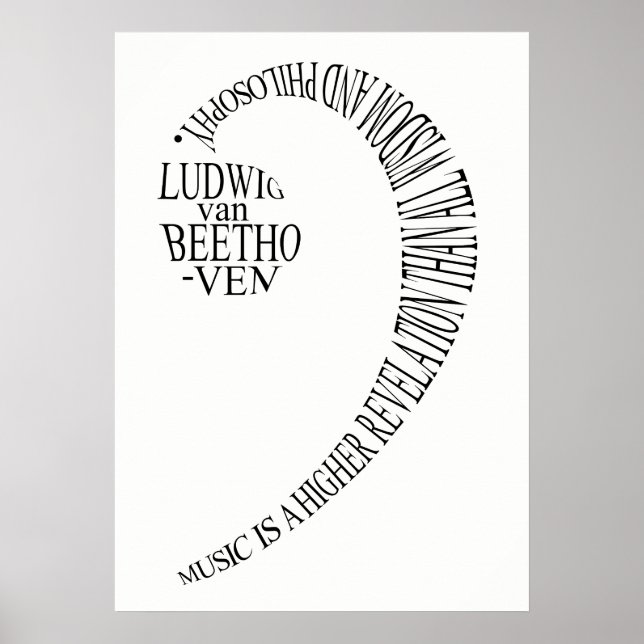 Music Lovers Gift Poster - Bass Clef Word Art (Front)