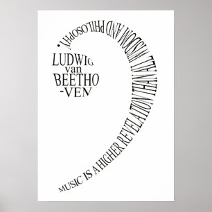Music Lovers Gift Poster - Bass Clef Word Art