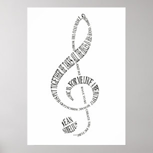 Music Lovers Gift Poster - Treble Clef Word Art