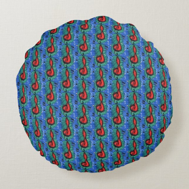 Music lovers musical notation band, choir          round cushion (Back)