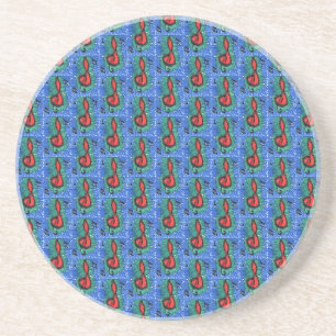 Music lovers musical notation joyful design blue coaster