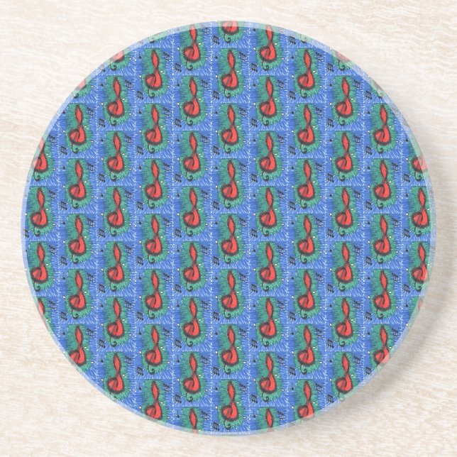 Music lovers musical notation joyful design blue   coaster (Front)