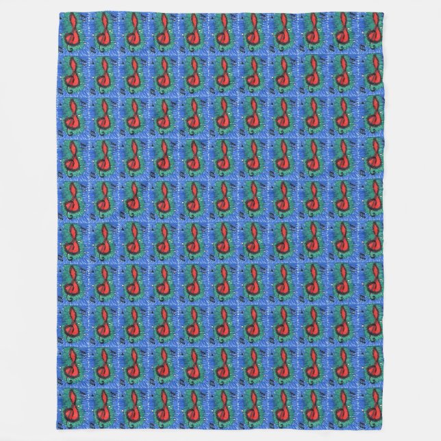 Music lovers musical notation joyful design blue  fleece blanket (Front)
