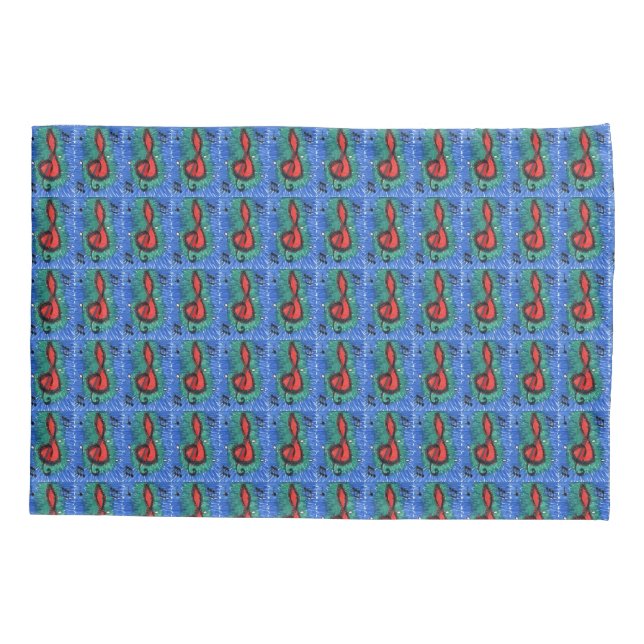 Music lovers musical notation joyful design blue   pillowcase (Back)