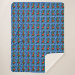 Music lovers musical notation joyful design blue sherpa blanket
