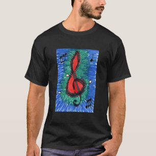 Music lovers musical notes blue and red black T-Shirt