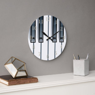 Music Lovers Piano Keys Round Wall Clock