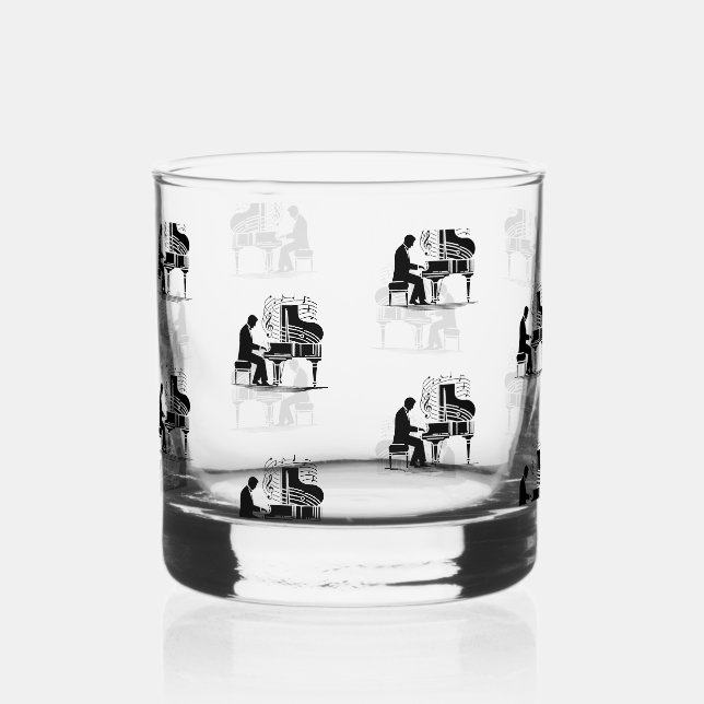 Music Lover's Piano Man Whiskey Bar /Drinkware Set Whiskey Glass (Front)