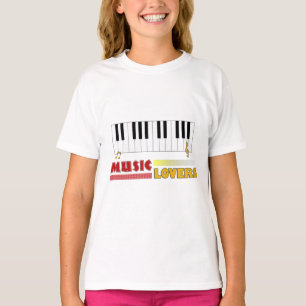 Music Lovers Piano Word Art Colourful T-Shirt