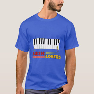 Music Lovers Piano Word Art Design T-Shirt