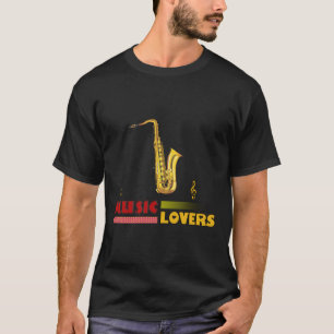 Music Lovers Saxophone Word Art T-Shirt