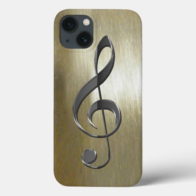 Music-lover's Silver Treble Clef on Gold Case-Mate iPhone Case (Back)