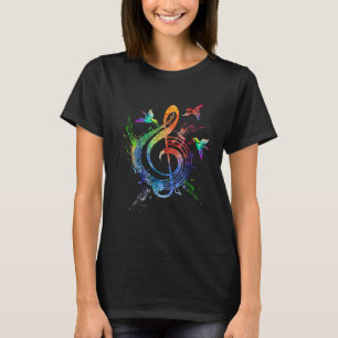 Music Lovers Tees  Treble Clef With Colourful Bird