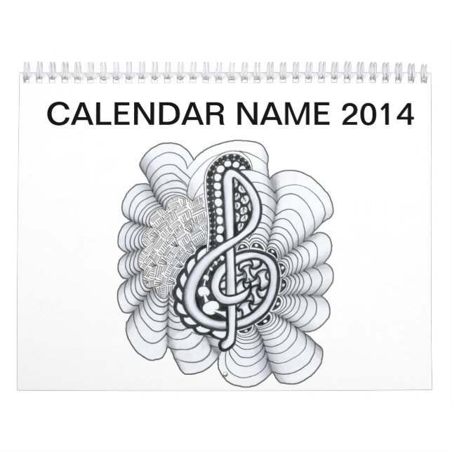Music Lovers Treble Clef Design Calendar (Cover)