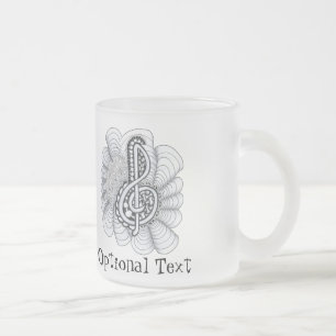 Music Lovers Treble Clef Design Frosted Glass Coffee Mug