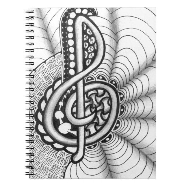 Music Lovers Treble Clef Design Notebook (Front)