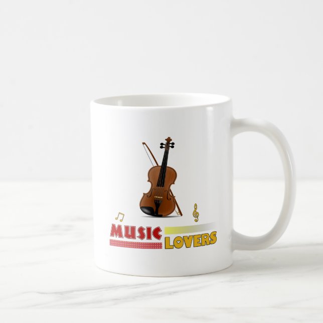 Music Lovers Violin Word Art Design Coffee Mug (Right)